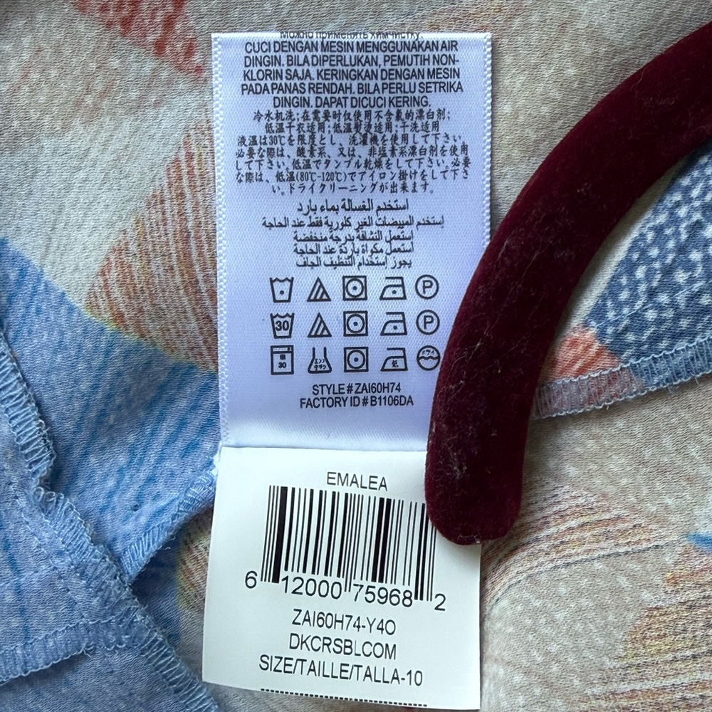 BCBGMaxAzria Geometric Print Midi Dress Sleeveless Pastel Blue Coral Accents 10 - Picture 10 of 14